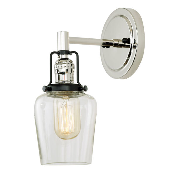 Nob Hill Liberty Polished Nickel and Black One-Light Wall Sconce, image 1